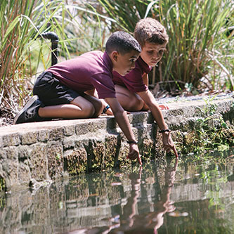 Two boys playing with water. Read about Beneficiary Designations